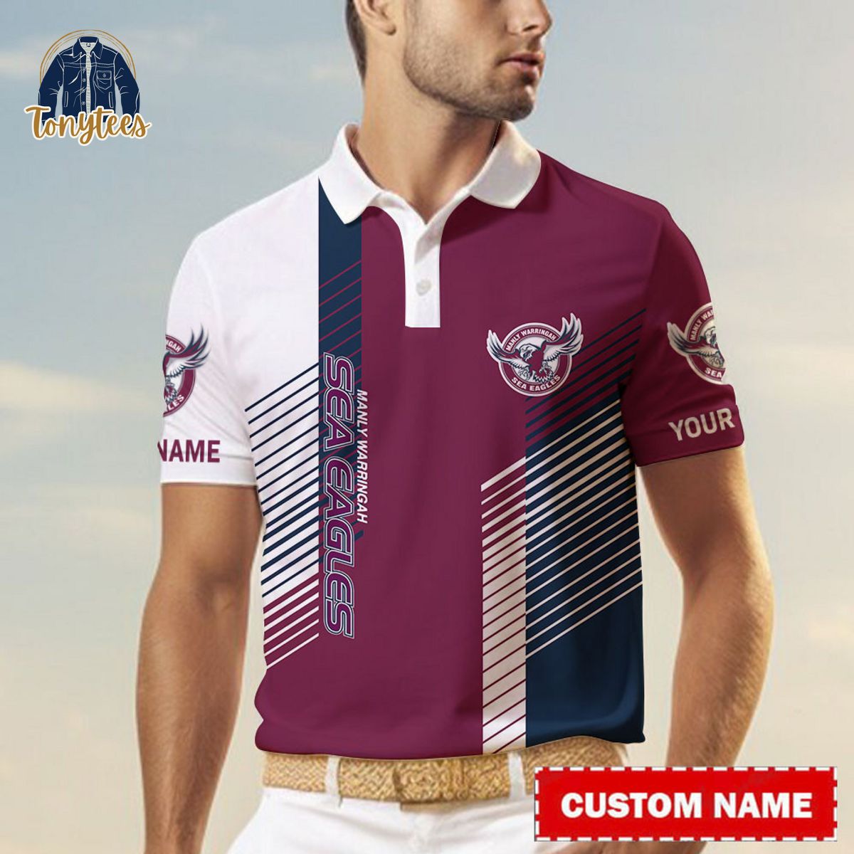 Manly Warringah Sea Eagles NRL Custom Name Polo Shirt