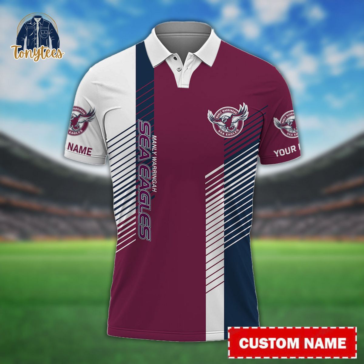 Manly Warringah Sea Eagles NRL Custom Name Polo Shirt