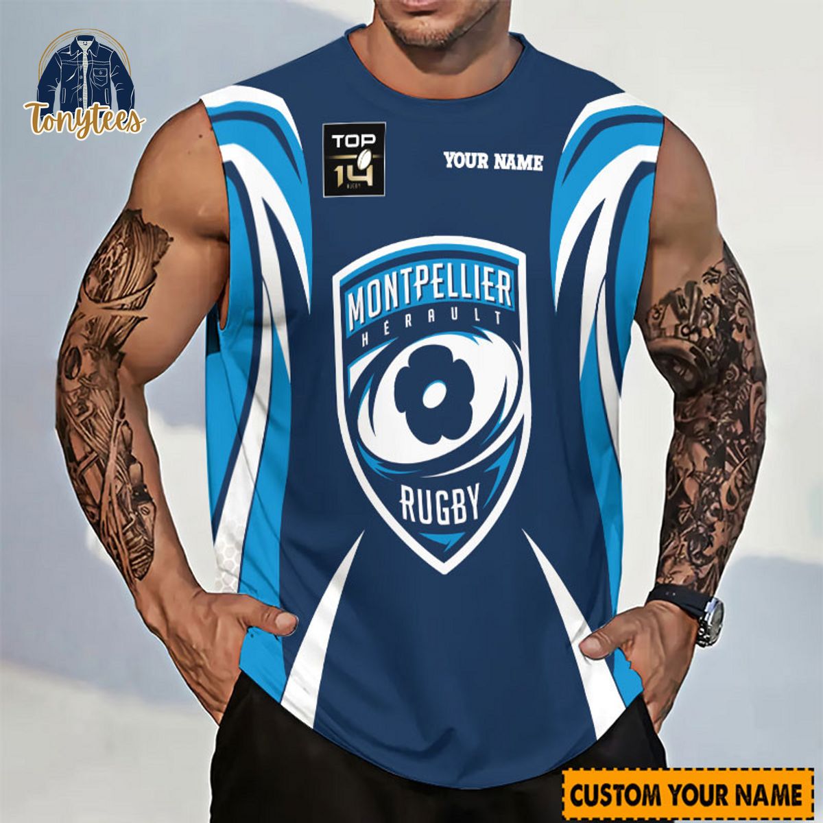 Montpellier Herault Rugby Top 14 Personalized Tanktop