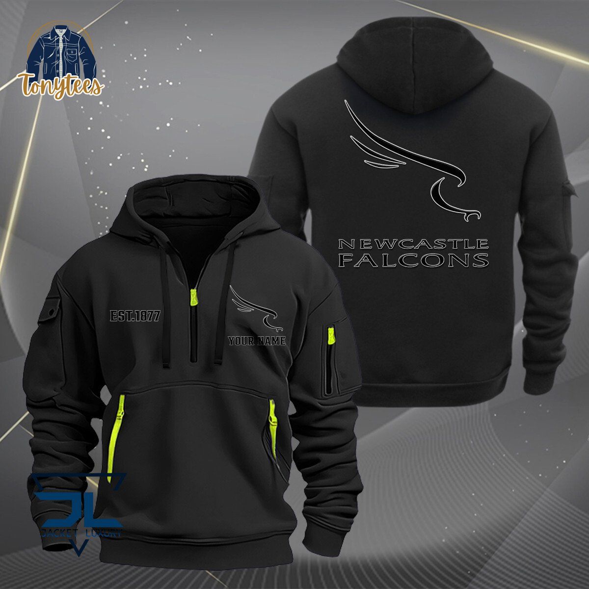 Newcastle Falcons Rugby Personalized Heavy Hoodie