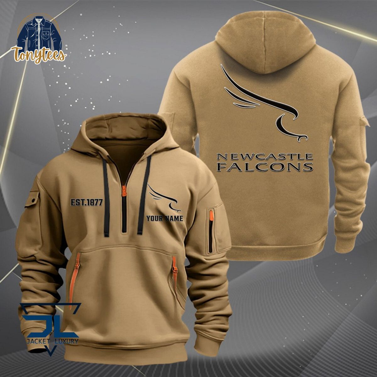 Newcastle Falcons Rugby Personalized Heavy Hoodie