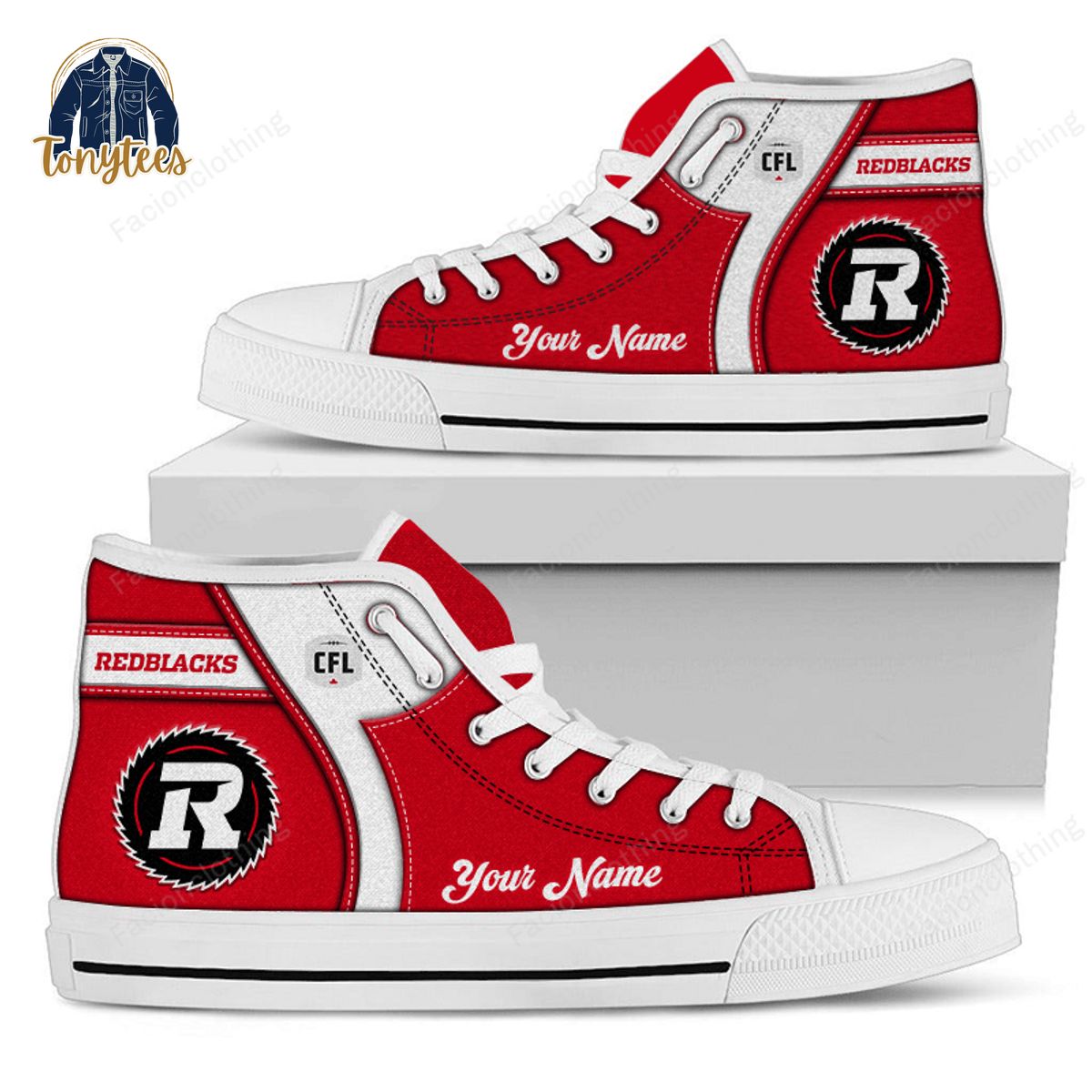 Ottawa Redblacks CFL Personalized High Top Canvas Shoes