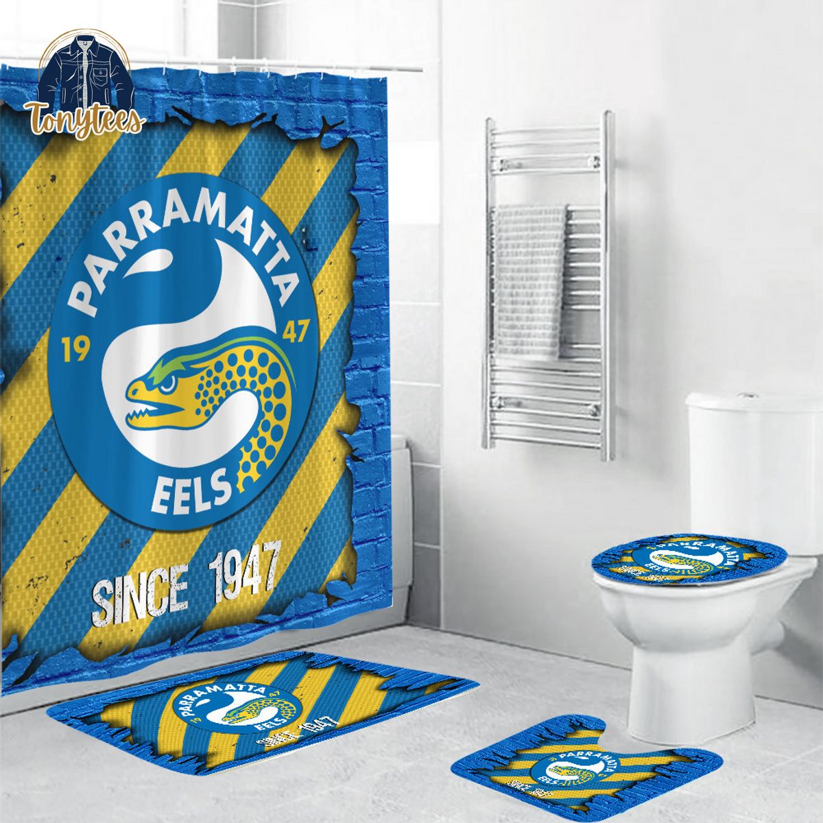 Parramatta Eels NRL Shower Curtain Bathroom Set