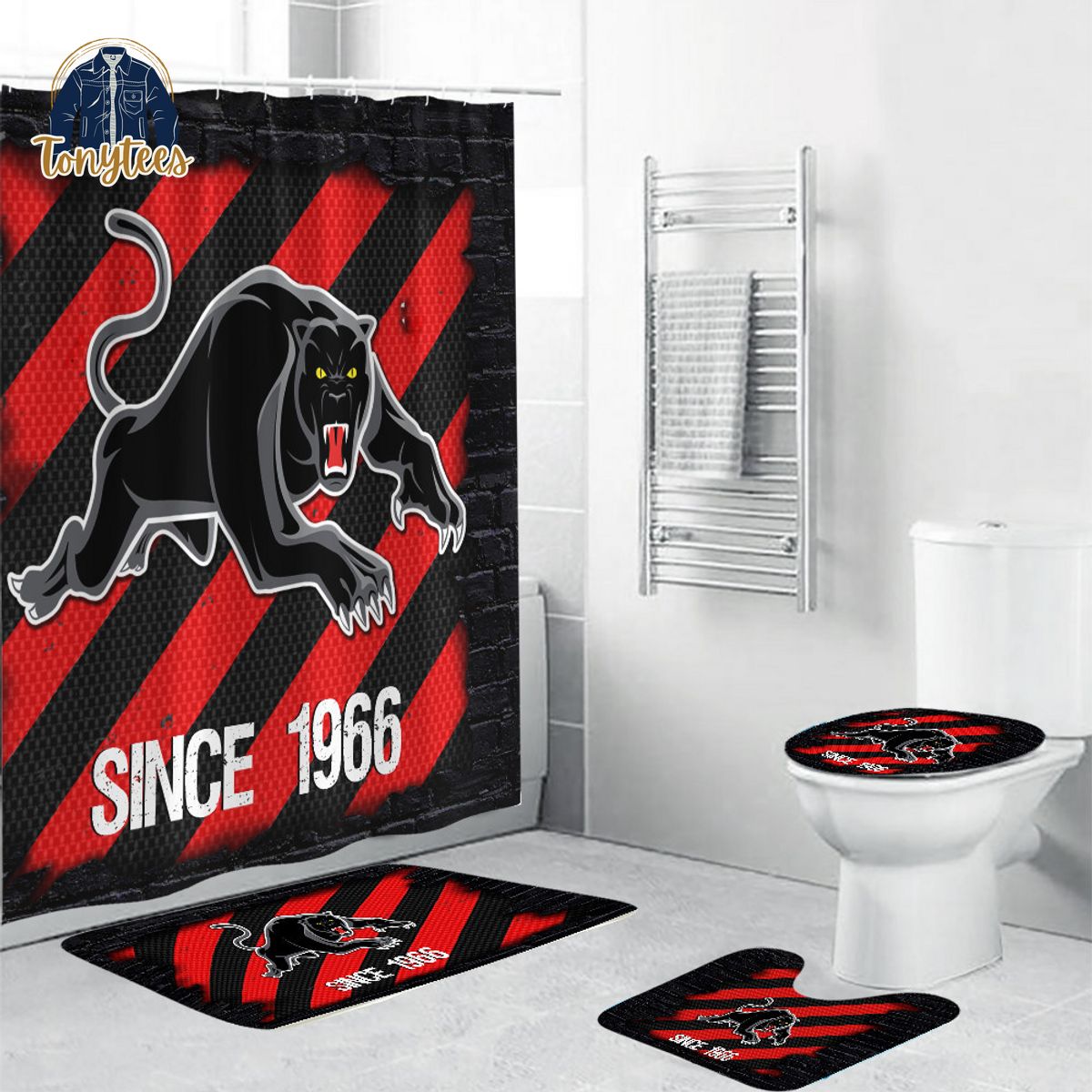 Penrith Panthers NRL Shower Curtain Bathroom Set