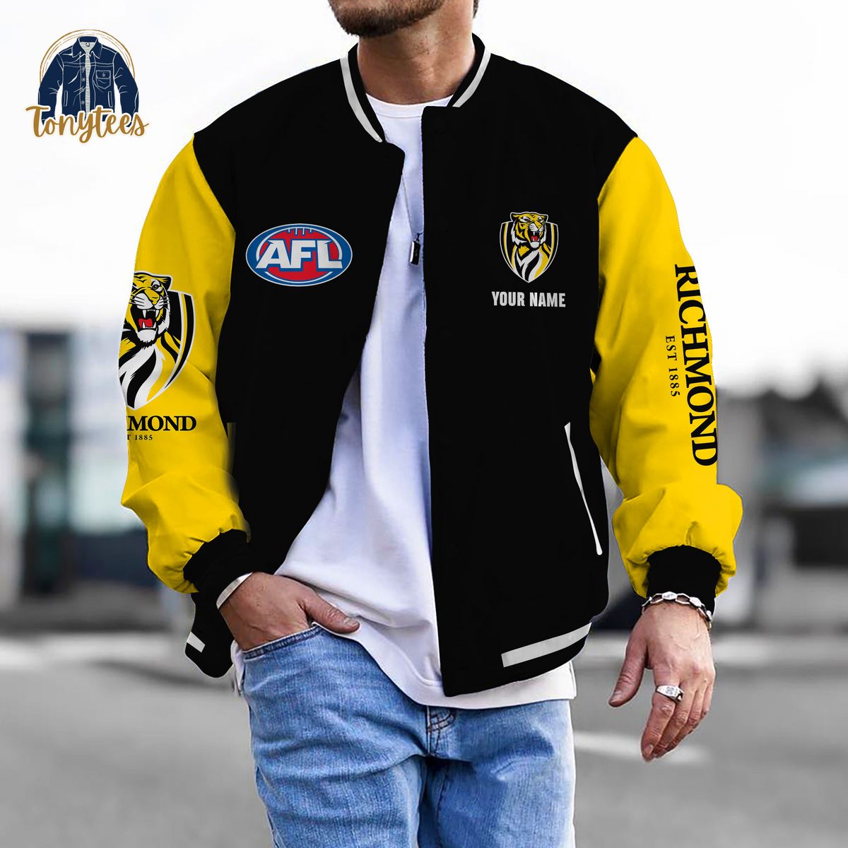 Richmond Football Club AFL Custom Name Baseball Jacket