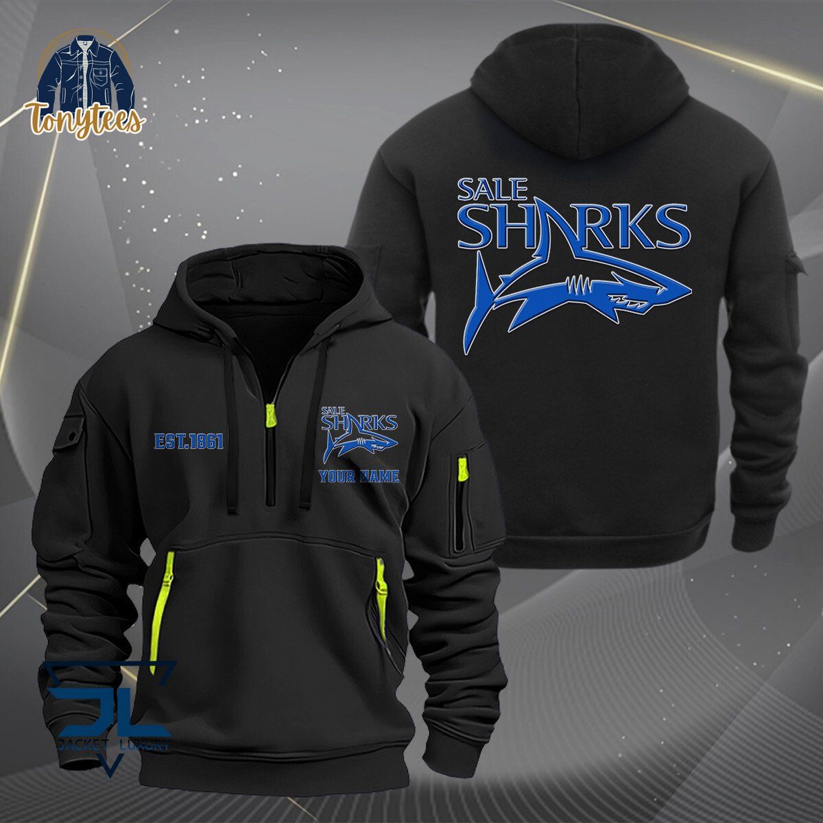 Sale Sharks Rugby Personalized Heavy Hoodie