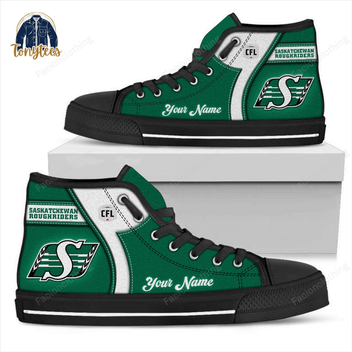 Saskatchewan Roughriders CFL Personalized High Top Canvas Shoes