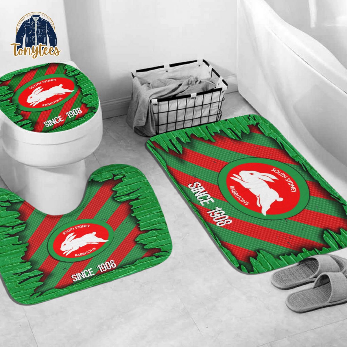 South Sydney Rabbitohs NRL Shower Curtain Bathroom Set