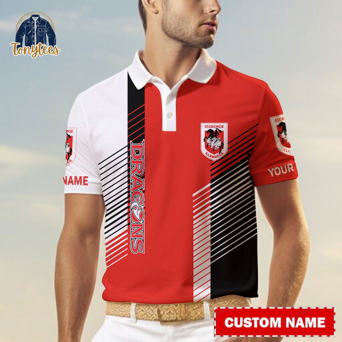 St. George Illawarra Dragons NRL Custom Name Polo Shirt