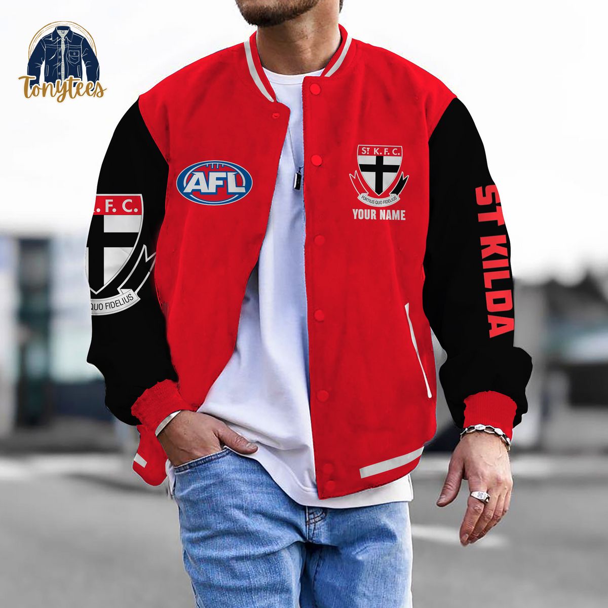 St Kilda Football Club AFL Custom Name Baseball Jacket