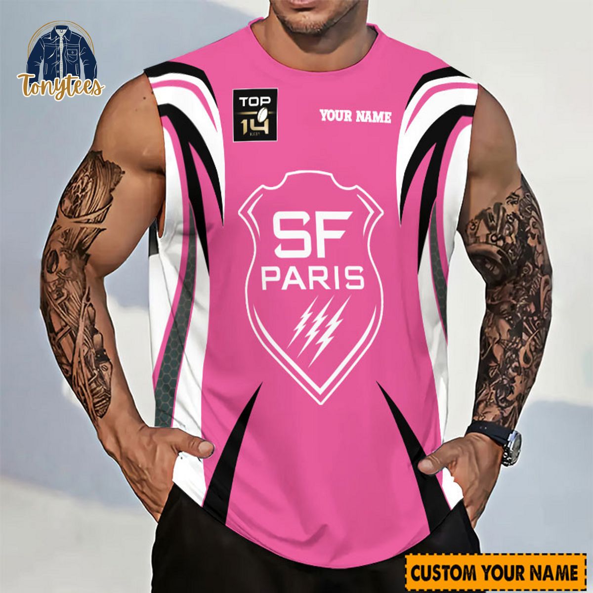 Stade Francais Paris Rugby Top 14 Personalized Tanktop