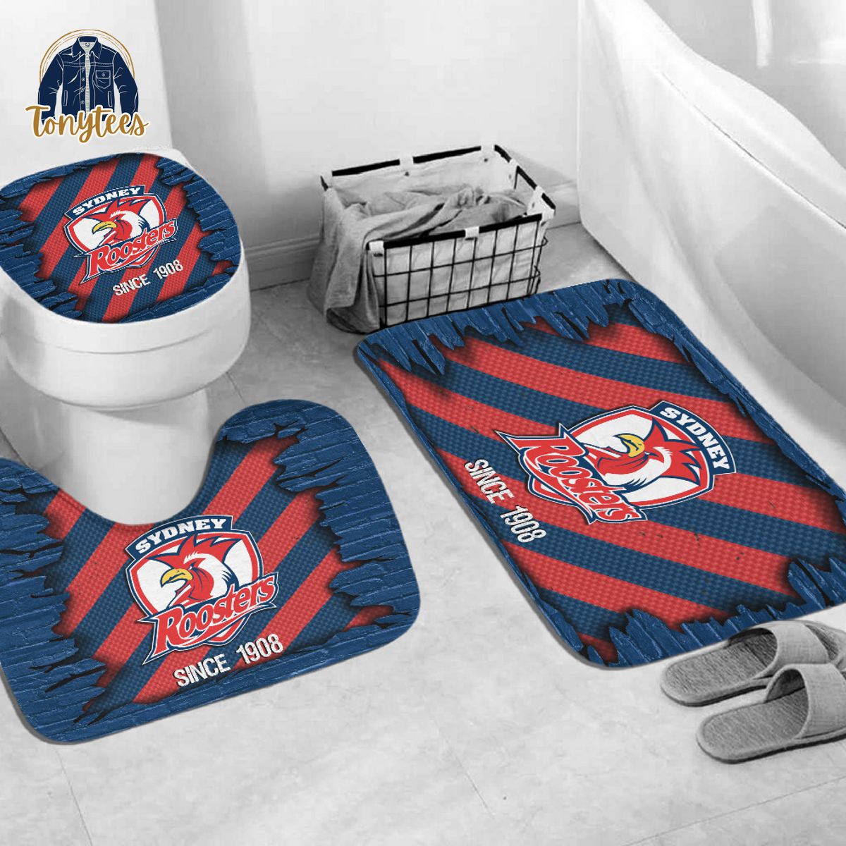 Sydney Roosters NRL Shower Curtain Bathroom Set