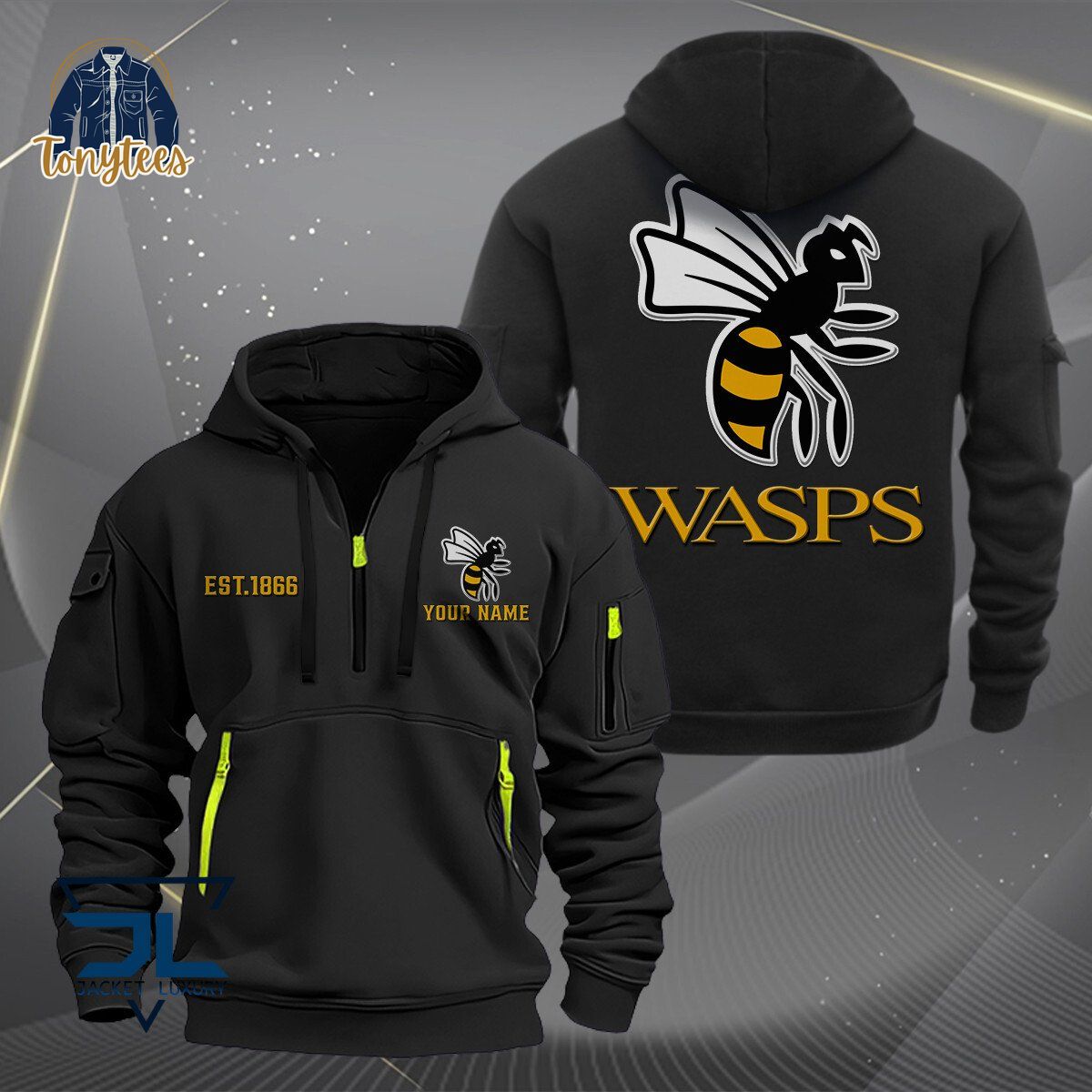 Wasps RFC Rugby Personalized Heavy Hoodie