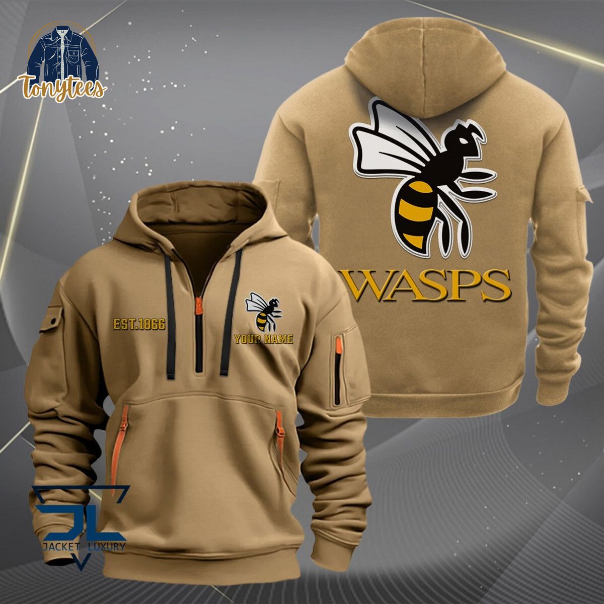 Wasps RFC Rugby Personalized Heavy Hoodie