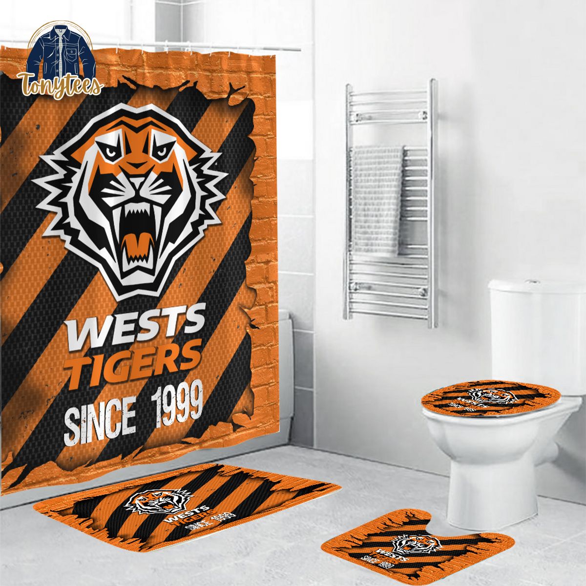 Wests Tigers NRL Shower Curtain Bathroom Set