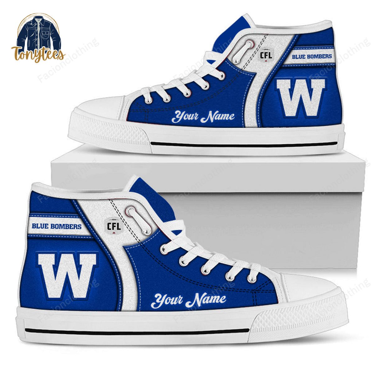 Winnipeg Blue Bombers CFL Personalized High Top Canvas Shoes