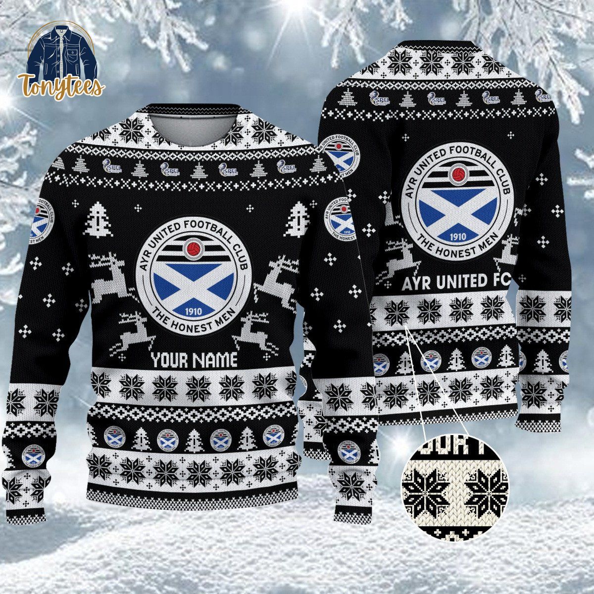 Ayr United F.C SPFL Personalized Ugly Christmas Sweater