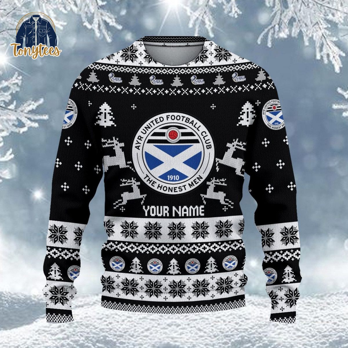 Ayr United F.C SPFL Personalized Ugly Christmas Sweater