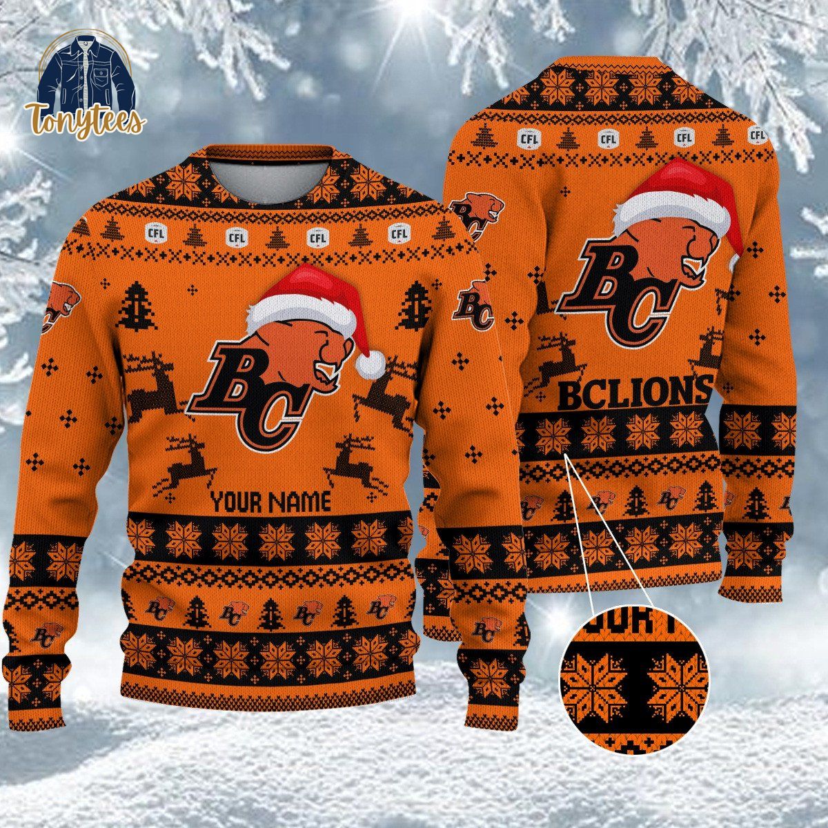 BC Lions CFL 2024 Personalized Ugly Christmas Sweater