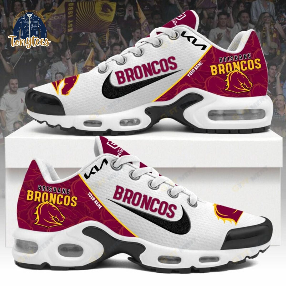 Brisbane Broncos Custom Name NRL Sport Shoes