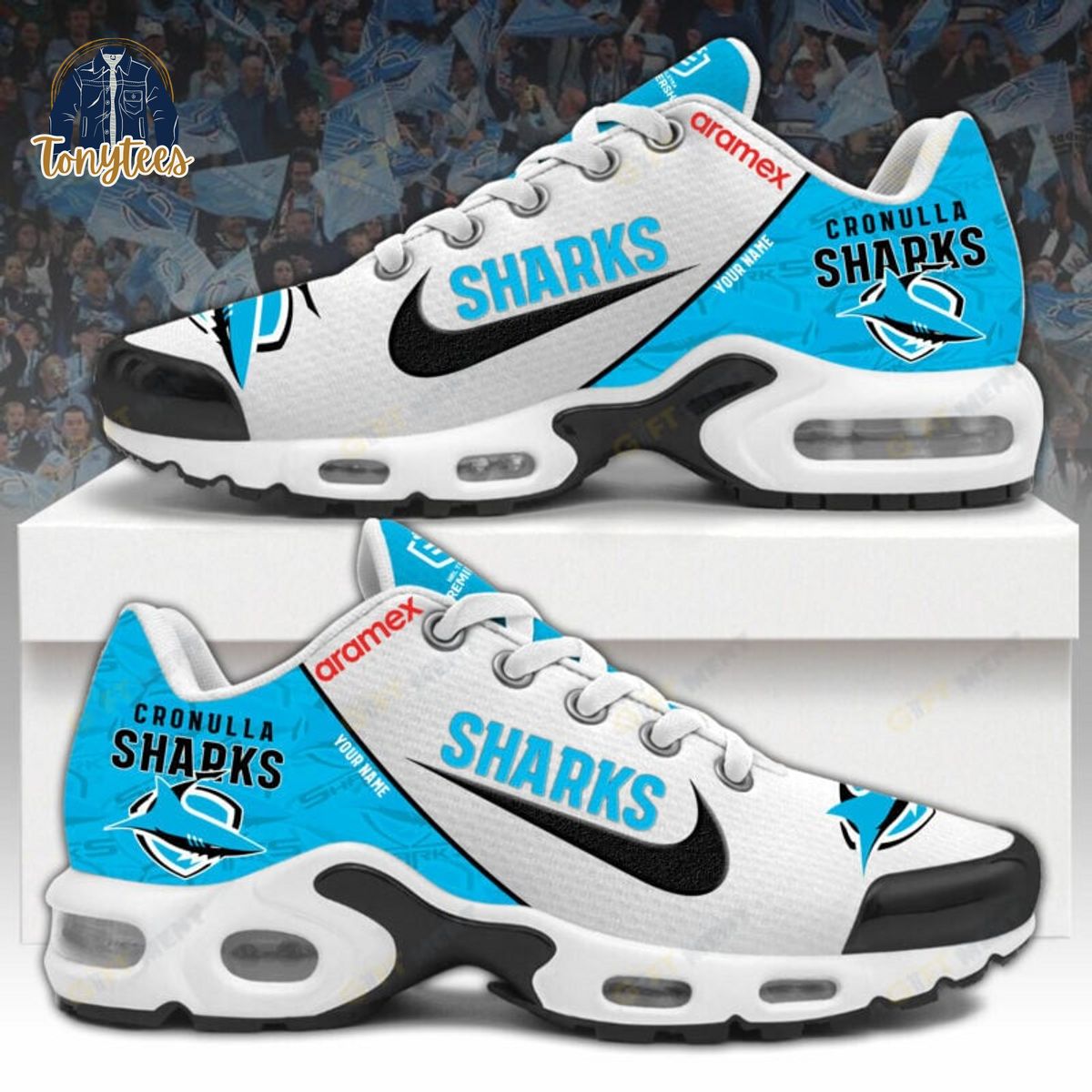 Cronulla Sutherland Sharks Custom Name NRL Sport Shoes