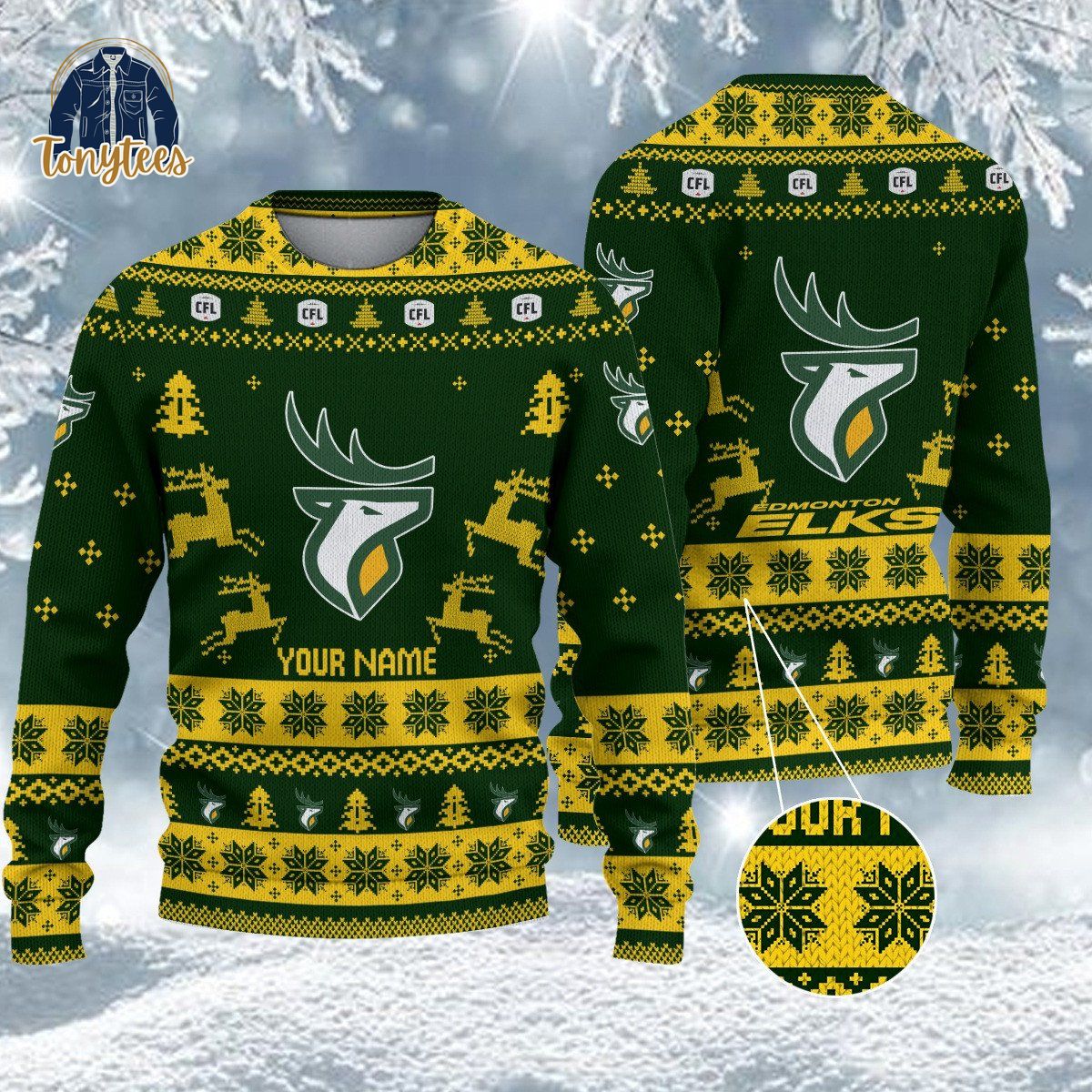 Edmonton Eskimos CFL 2024 Personalized Ugly Christmas Sweater