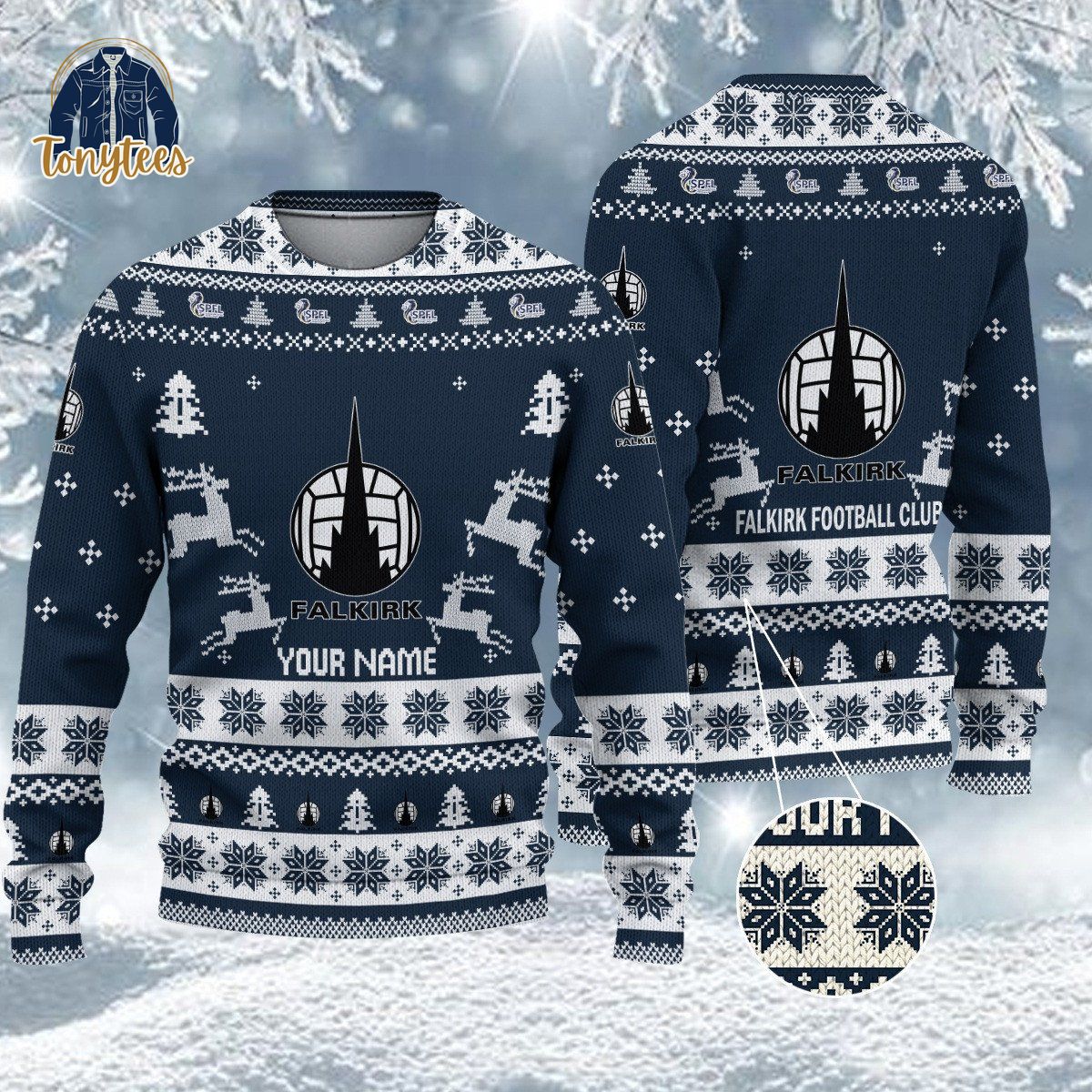 Falkirk F.C SPFL Personalized Ugly Christmas Sweater