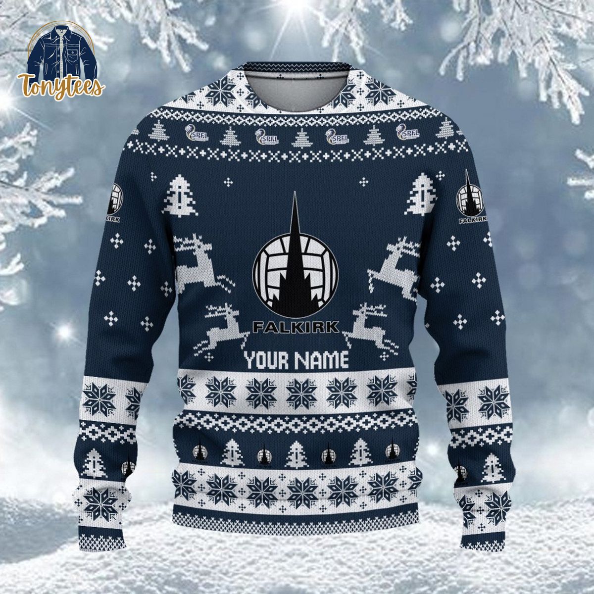 Falkirk F.C SPFL Personalized Ugly Christmas Sweater