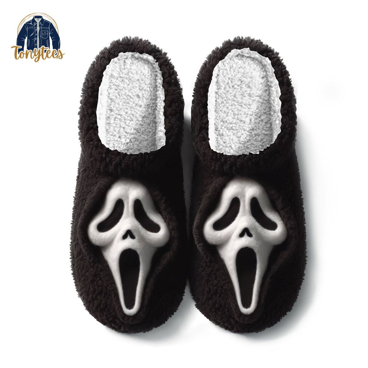 Ghost Face Halloween Fleece Slippers