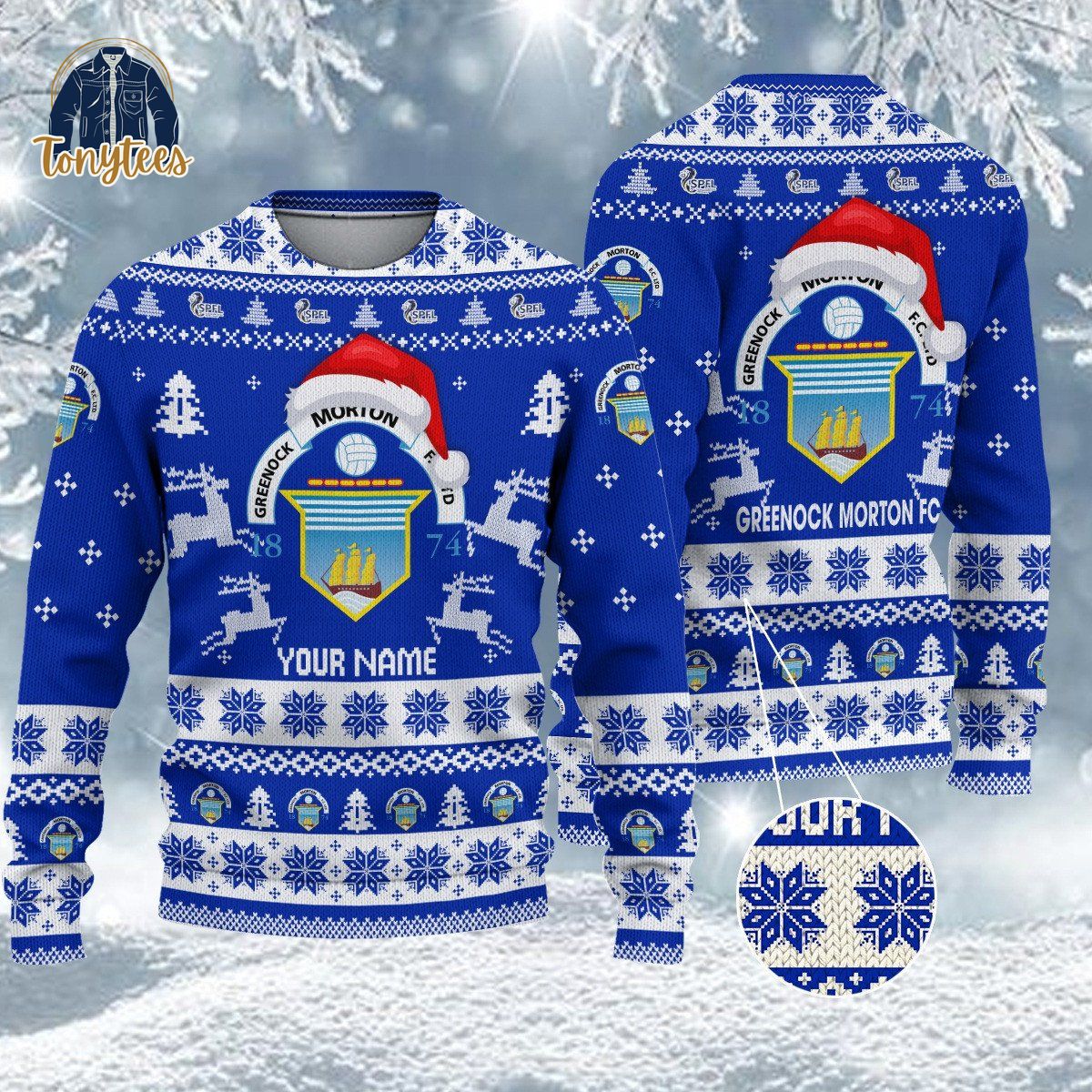 Greenock Morton F.C SPFL Personalized Ugly Christmas Sweater