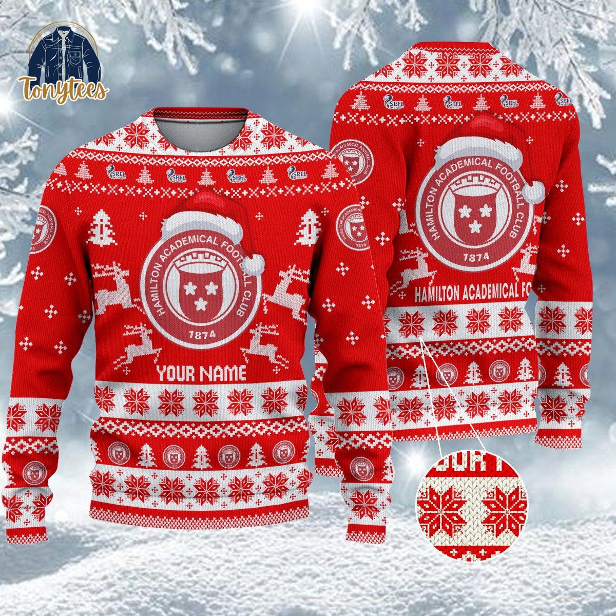 Hamilton Academical F.C SPFL Personalized Ugly Christmas Sweater