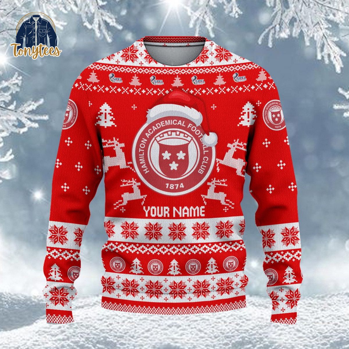 Hamilton Academical F.C SPFL Personalized Ugly Christmas Sweater