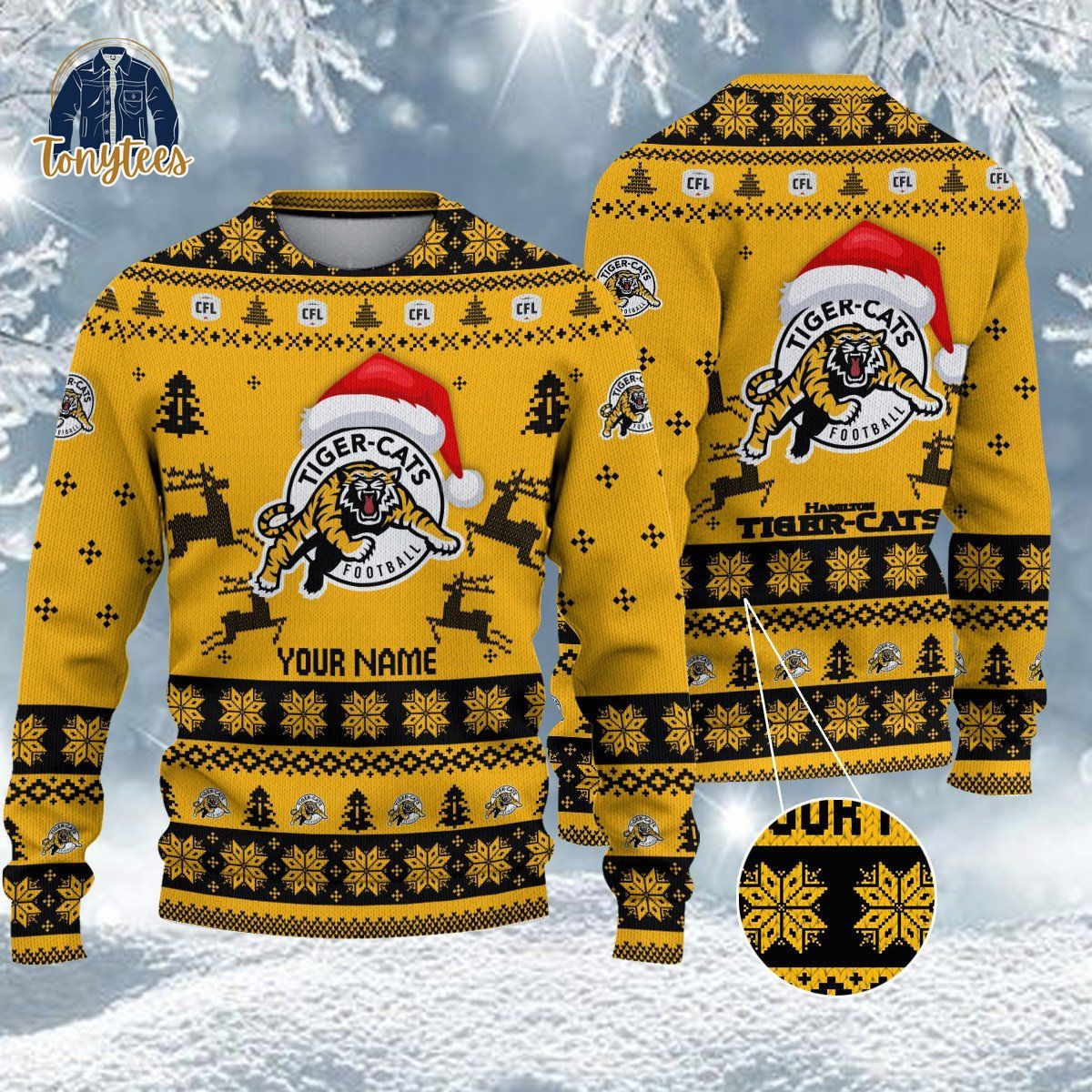 Hamilton Tiger-Cats CFL 2024 Personalized Ugly Christmas Sweater