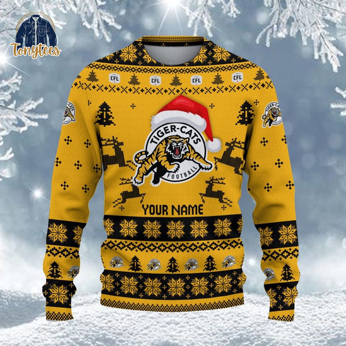 Hamilton Tiger-Cats CFL 2024 Personalized Ugly Christmas Sweater