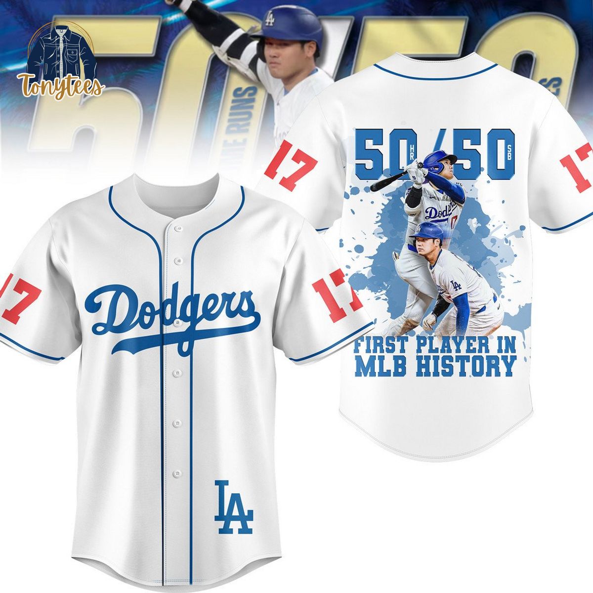 Los Angeles Dodgers Ohtani First Player In MLB History Baseball Jersey