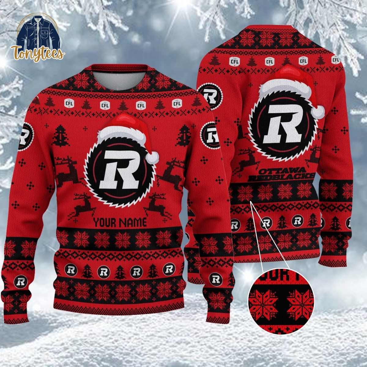 Ottawa Redblacks CFL 2024 Personalized Ugly Christmas Sweater