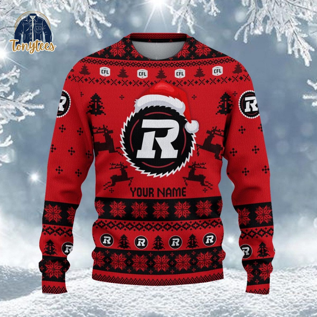 Ottawa Redblacks CFL 2024 Personalized Ugly Christmas Sweater