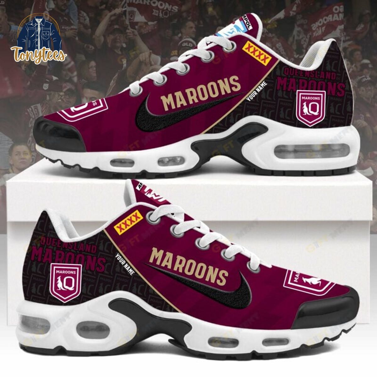 Queensland Maroons Custom Name NRL Sport Shoes