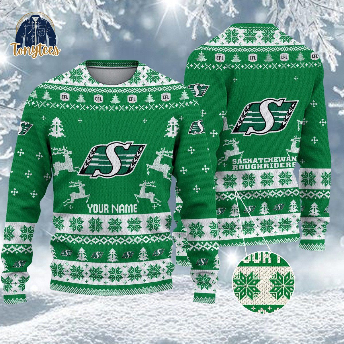 Saskatchewan Roughriders CFL 2024 Personalized Ugly Christmas Sweater