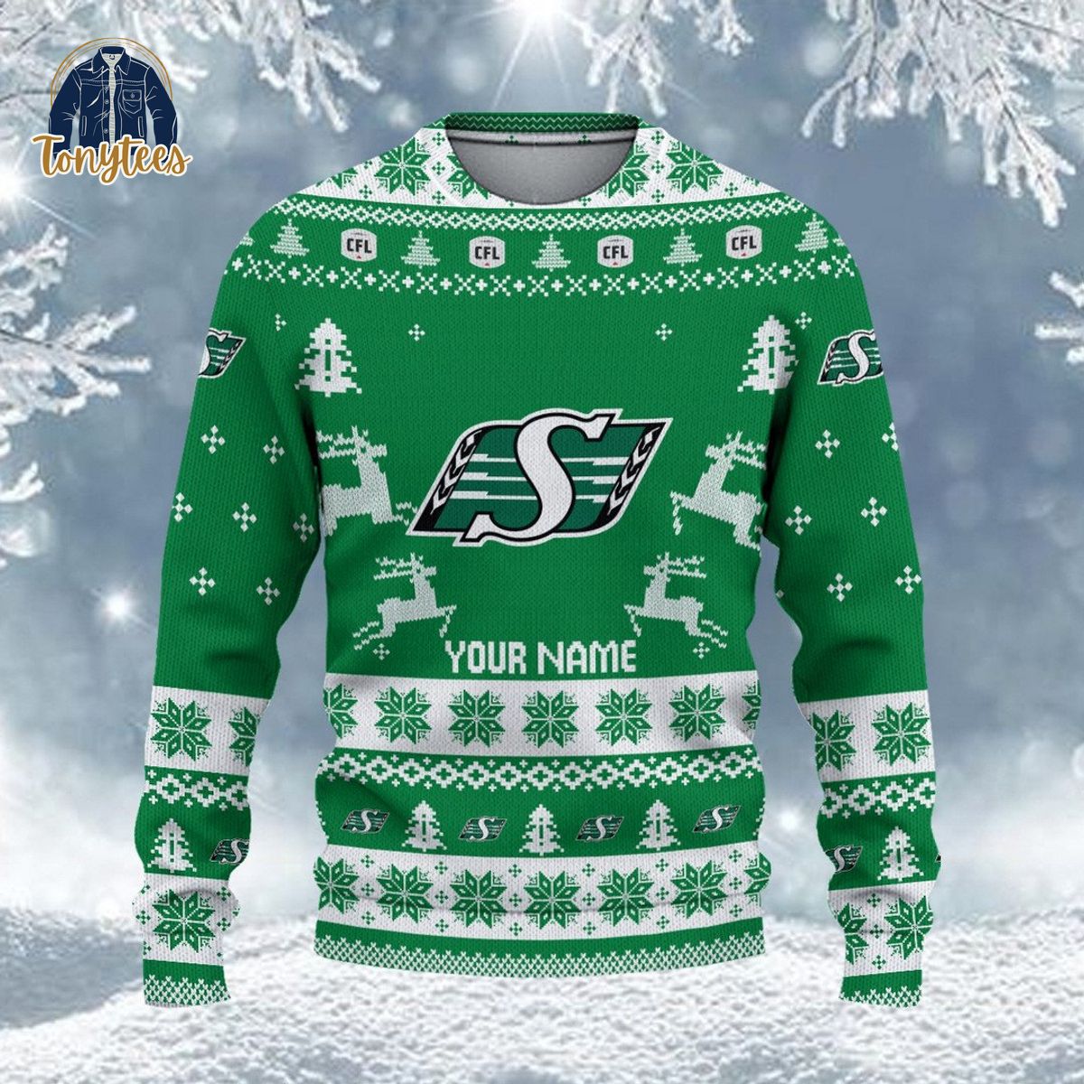 Saskatchewan Roughriders CFL 2024 Personalized Ugly Christmas Sweater