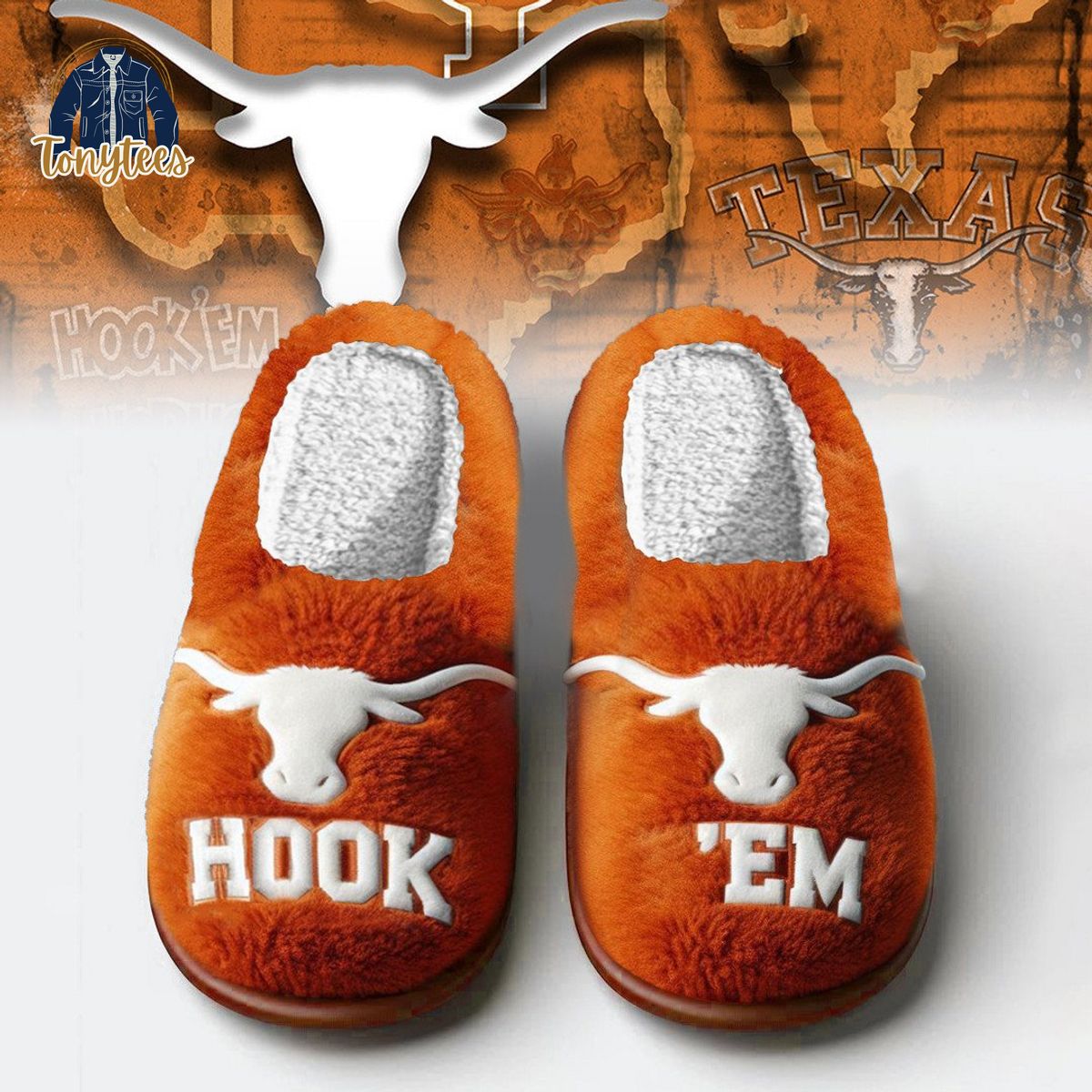 Texas Longhorns football Hook ‘Em Fleece Slippers