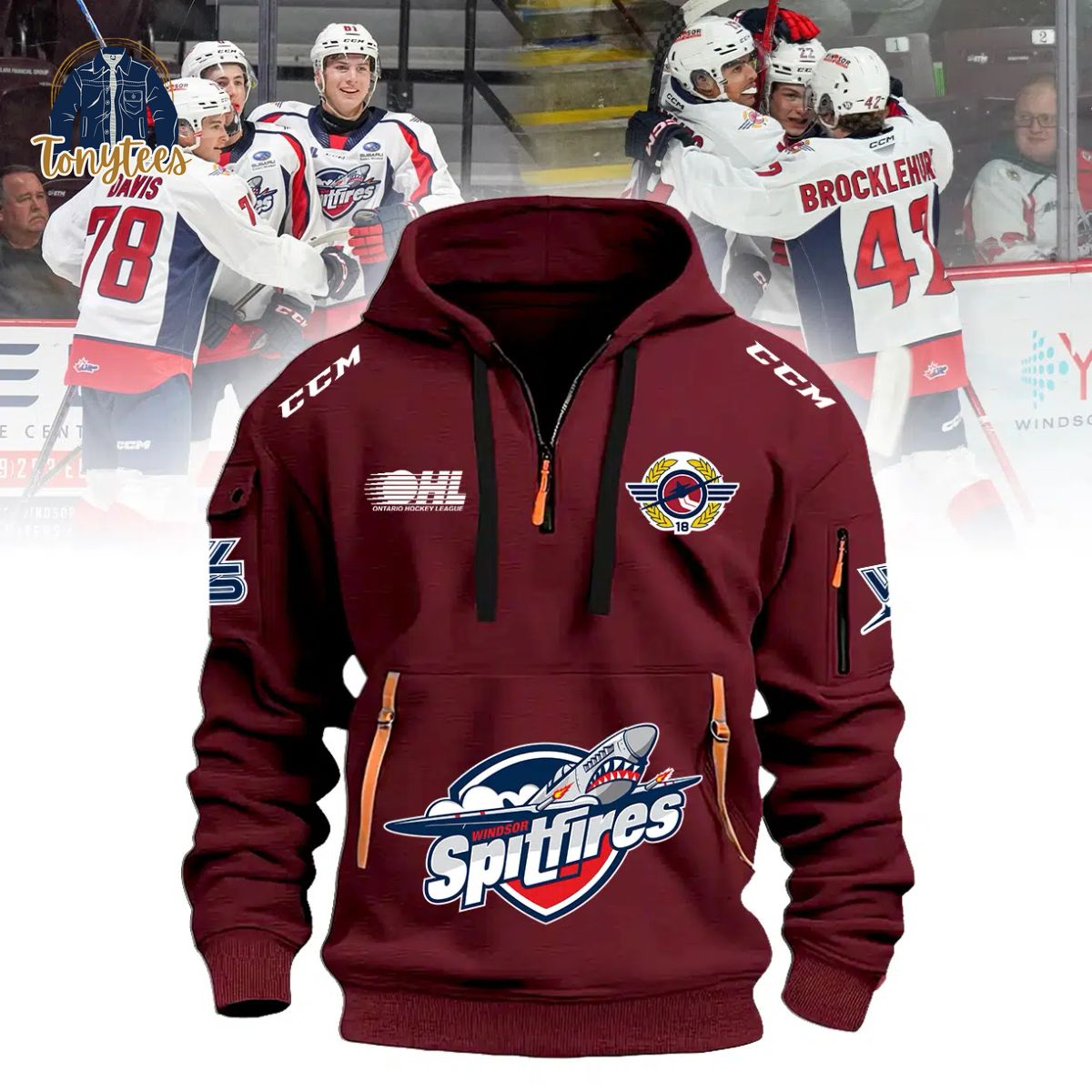 Windsor Spitfires 2024 Red Wine New Heavy Hoodie