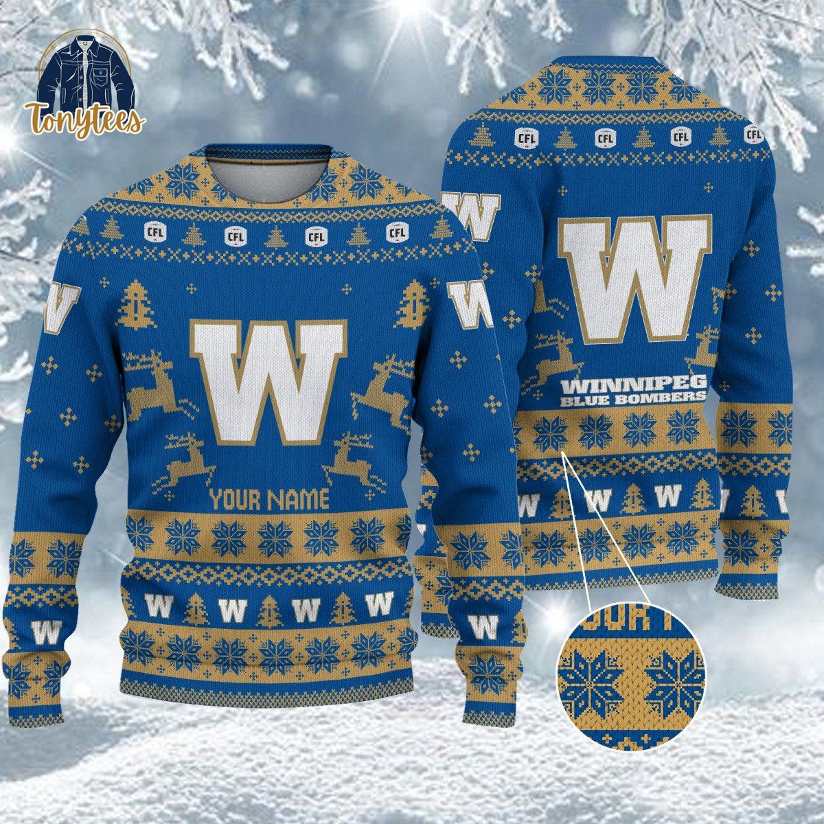 Winnipeg Blue Bombers CFL 2024 Personalized Ugly Christmas Sweater