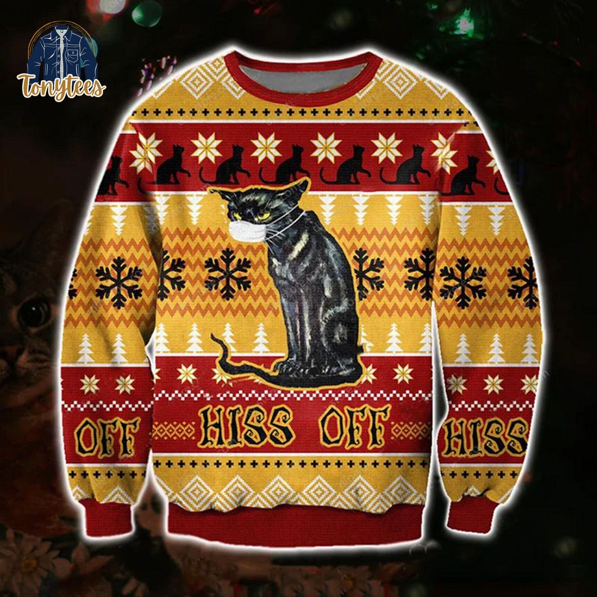 Cat Hiss Off Ugly Christmas Sweater