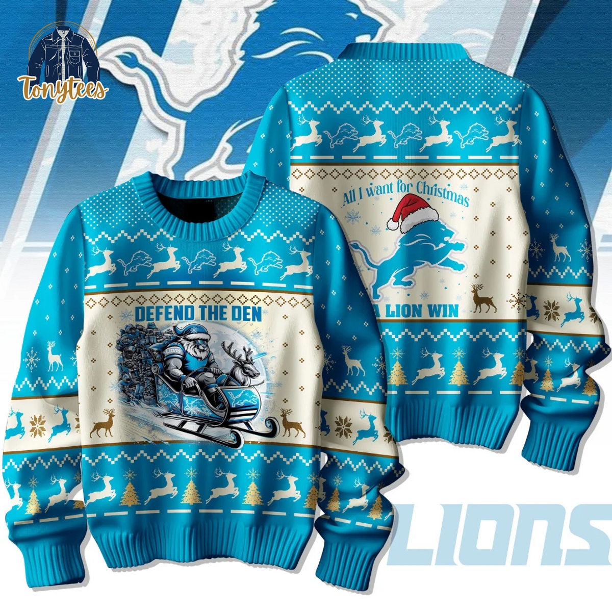 Detroit Lions Defend The Den Ugly Christmas Sweater