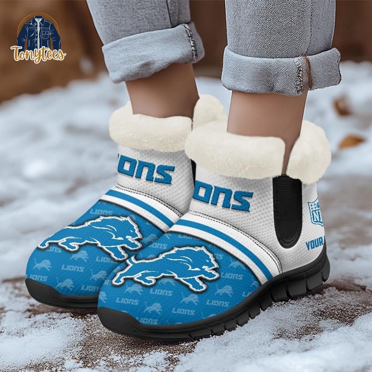 Detroit Lions NFL Personalized Snow Boots