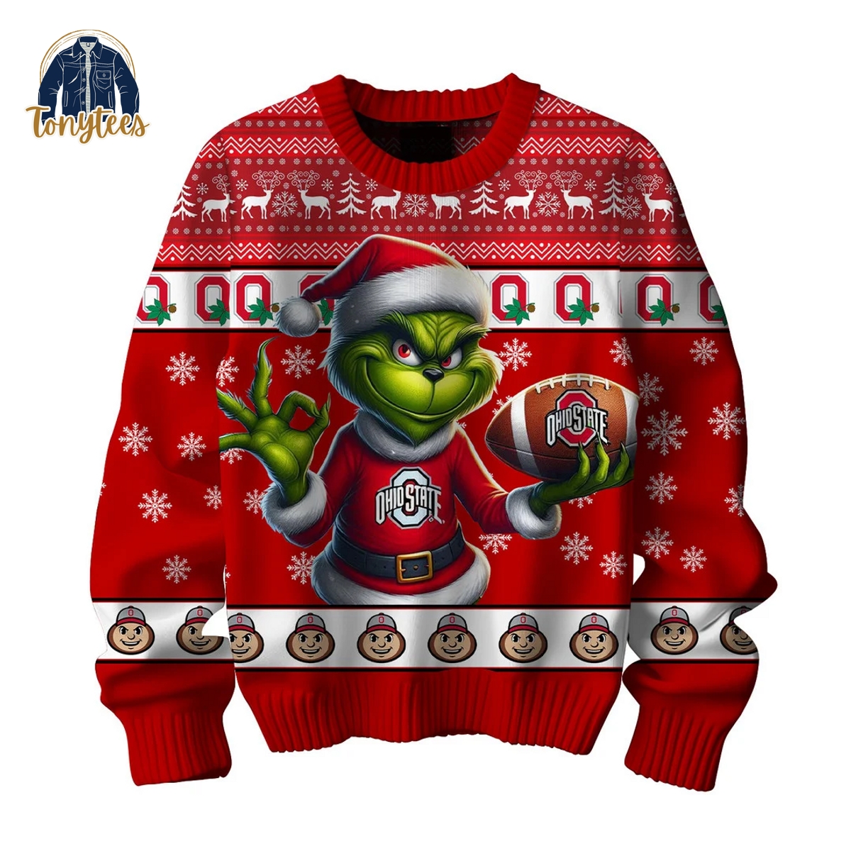 Grinch Ohio State Buckeyes Go Bucks Ugly Christmas Sweater