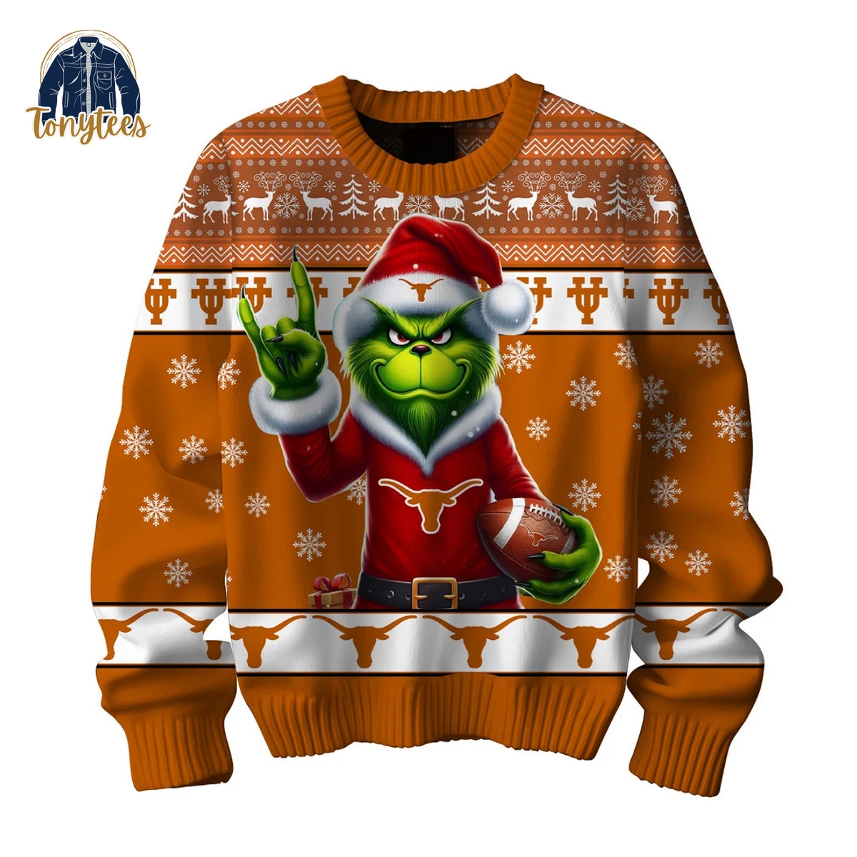 Grinch Texas Longhorns Hook ‘Em Longhorns Ugly Christmas Sweater