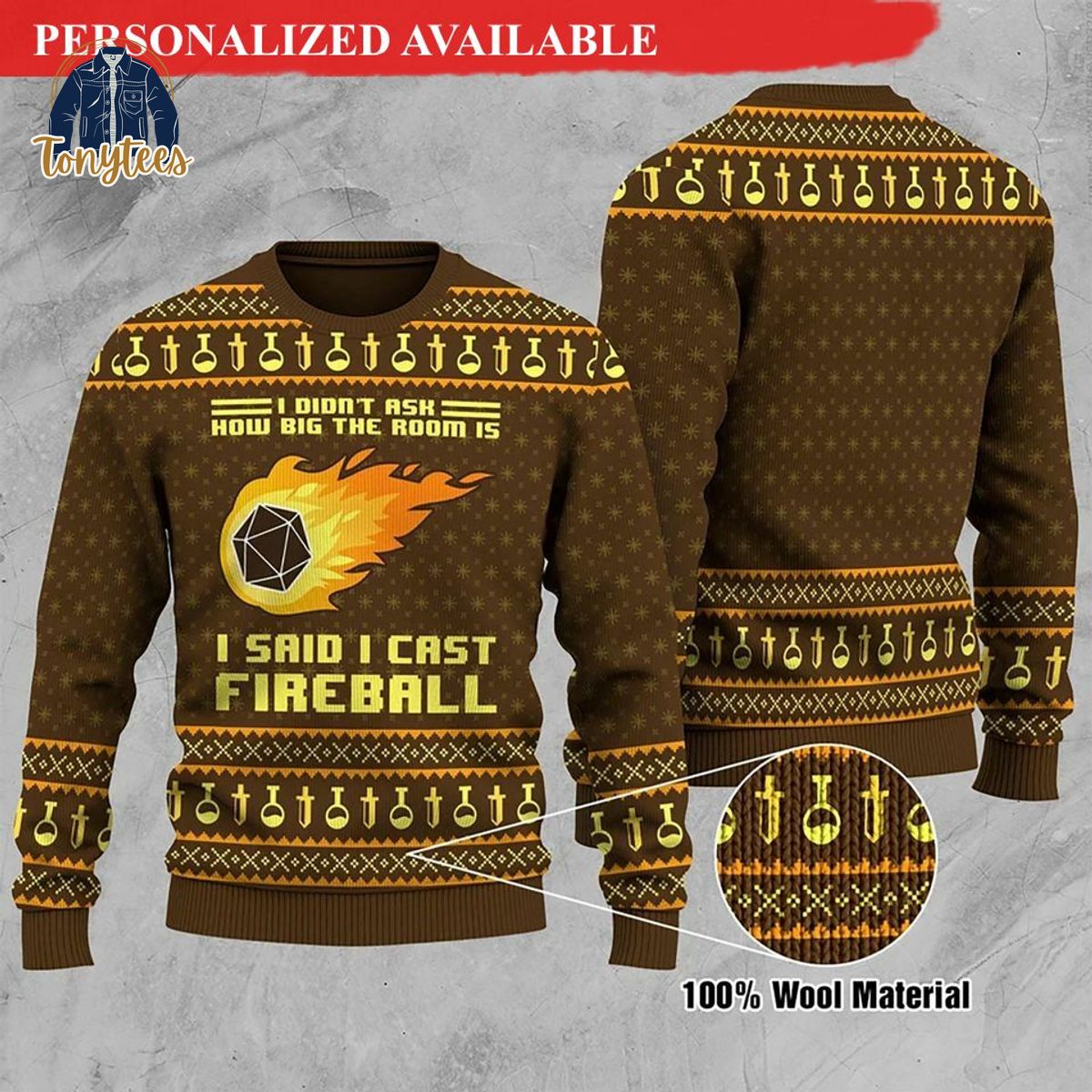 How Big The Room I Cast Fireball Ugly Christmas Sweater