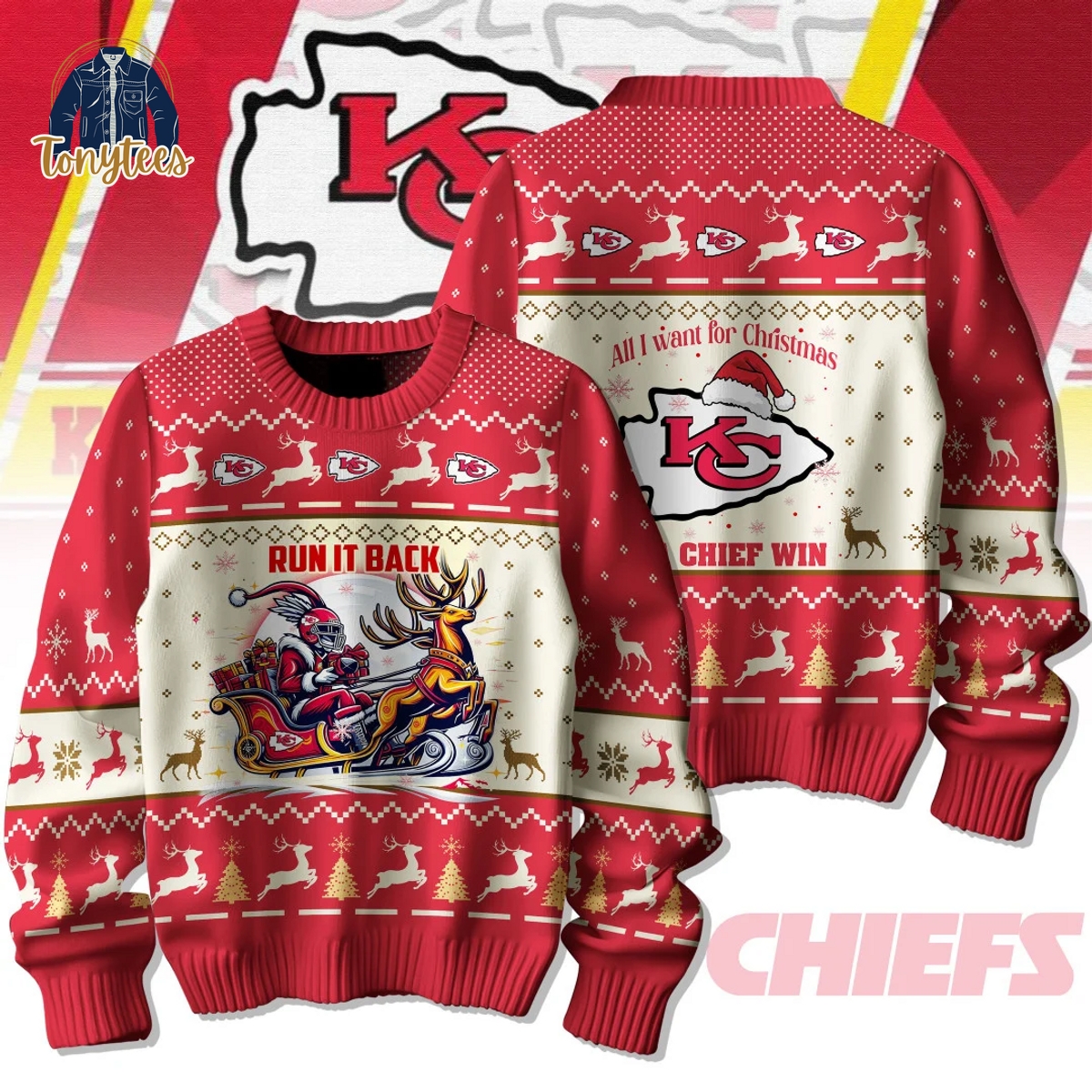 Kansas City Chiefs Run It Back Ugly Christmas Sweater